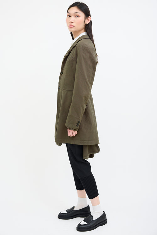 Comme des Garçons Green Front Layered  Coat