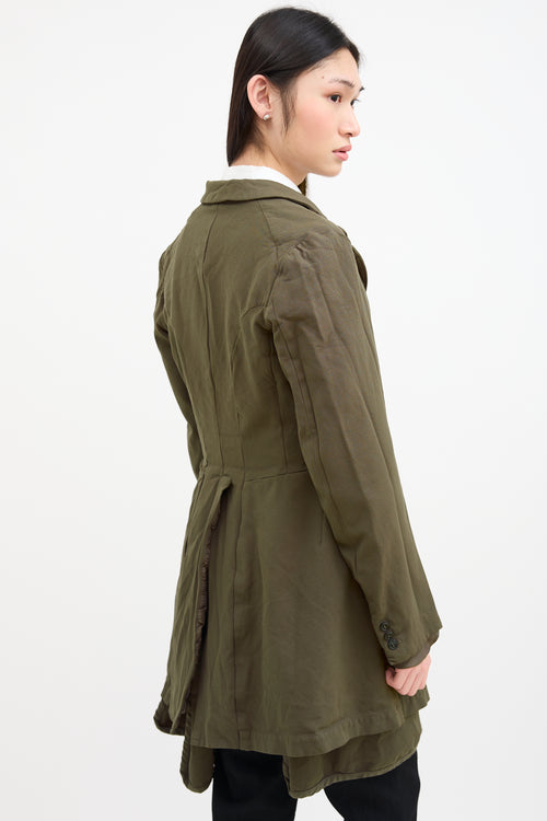 Comme des Garçons Green Front Layered  Coat