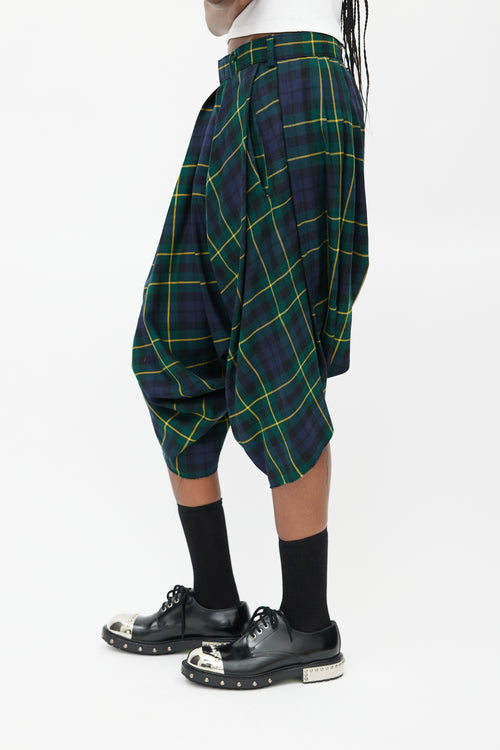 Comme des Garçons Green Multicolour Drop Seat Cropped Trouser