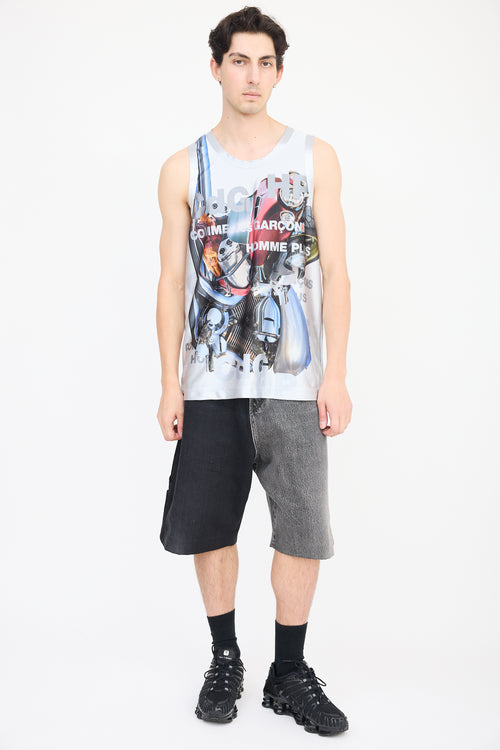 Comme des Garçons Grey 
Multicolour Car Logo Tank