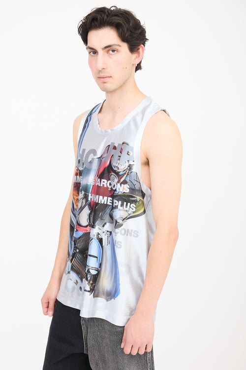 Comme des Garçons Grey 
Multicolour Car Logo Tank