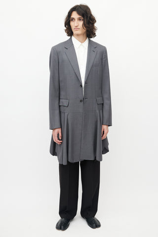 Comme des Garçons Grey Ruffled Wool Blazer