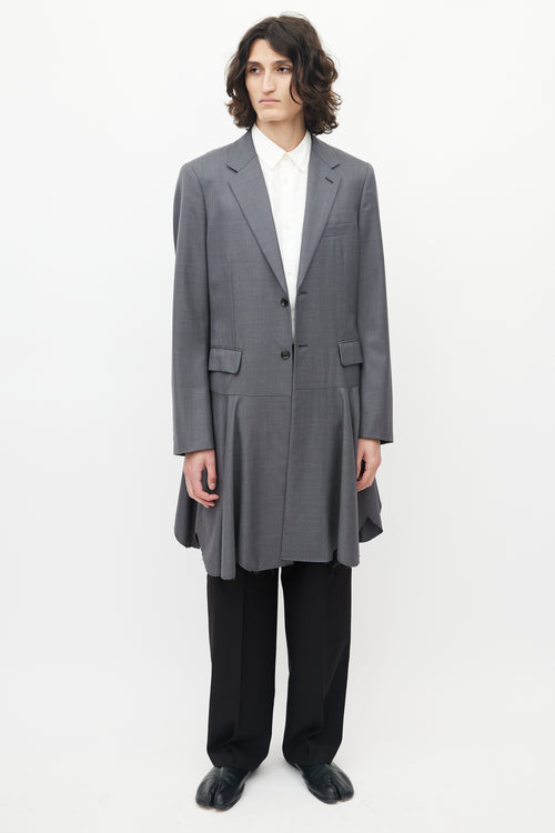 Comme des Garçons Grey Ruffled Wool Blazer