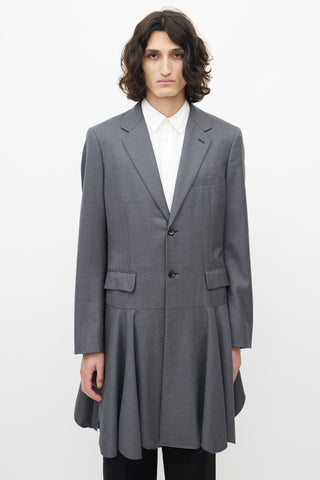 Comme des Garçons Grey Ruffled Wool Blazer