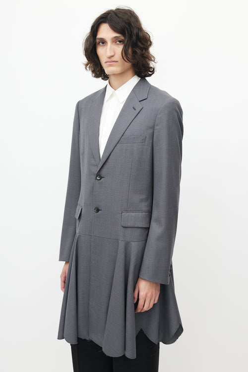 Comme des Garçons Grey Ruffled Wool Blazer