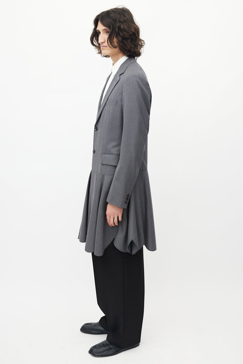 Comme des Garçons Grey Ruffled Wool Blazer