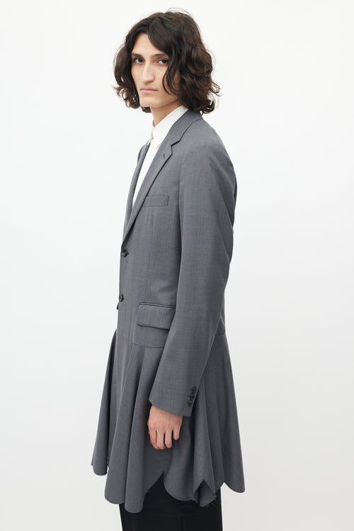 Comme des Garçons Grey Ruffled Wool Blazer