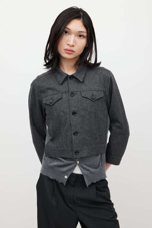 Comme des Garçons Grey Wool Cardigan Jacket