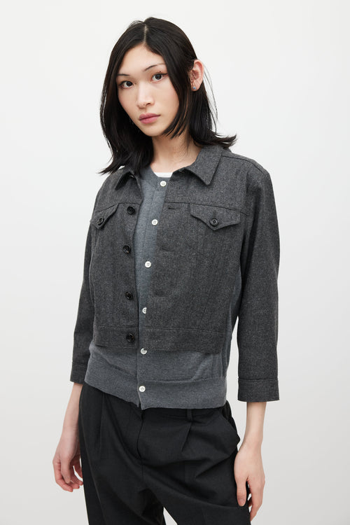 Comme des Garçons Grey Wool Cardigan Jacket