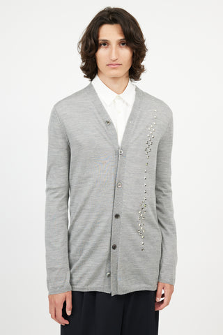 Comme des Garçons Homme Plus Grey Studded Cardigan