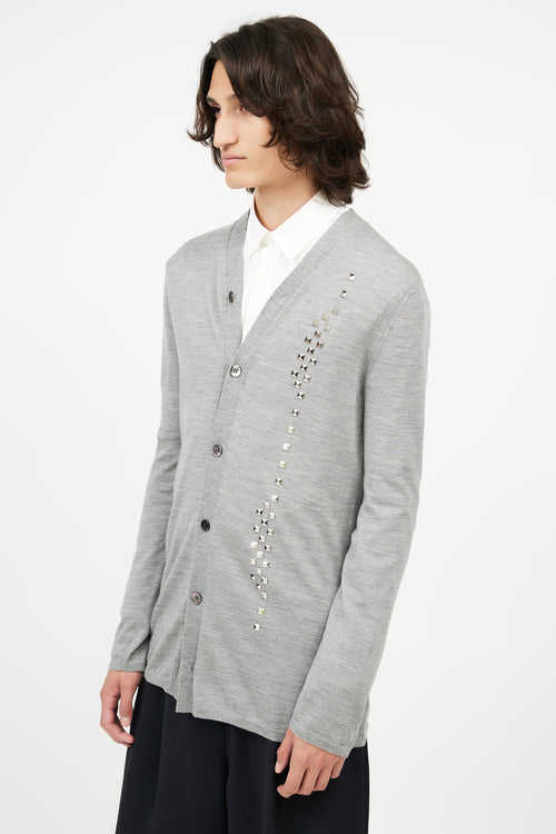 Comme des Garçons Homme Plus Grey Studded Cardigan