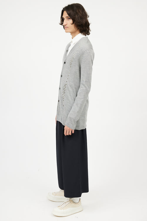 Comme des Garçons Homme Plus Grey Studded Cardigan