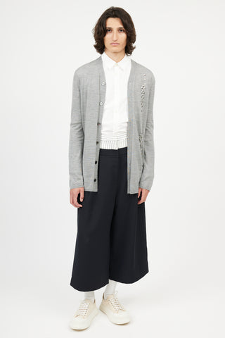 Comme des Garçons Homme Plus Grey Studded Cardigan