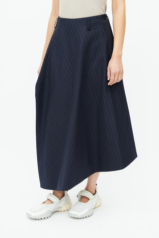 Comme des Garçons Homme Plus Navy Pinstripe Cut Out Skirt