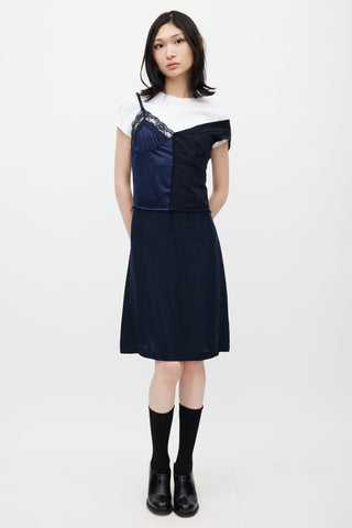 Comme des Garçons Navy Deconstructed Panelled Dress