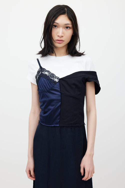 Comme des Garçons Navy Deconstructed Panelled Dress