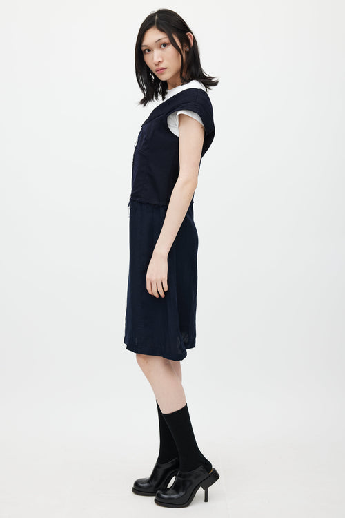 Comme des Garçons Navy Deconstructed Panelled Dress