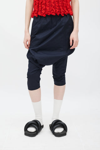 Comme des Garçons Navy Drop Seat Cropped Trouser