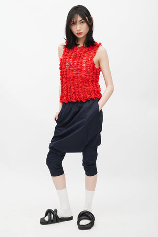 Comme des Garçons Navy Drop Seat Cropped Trouser