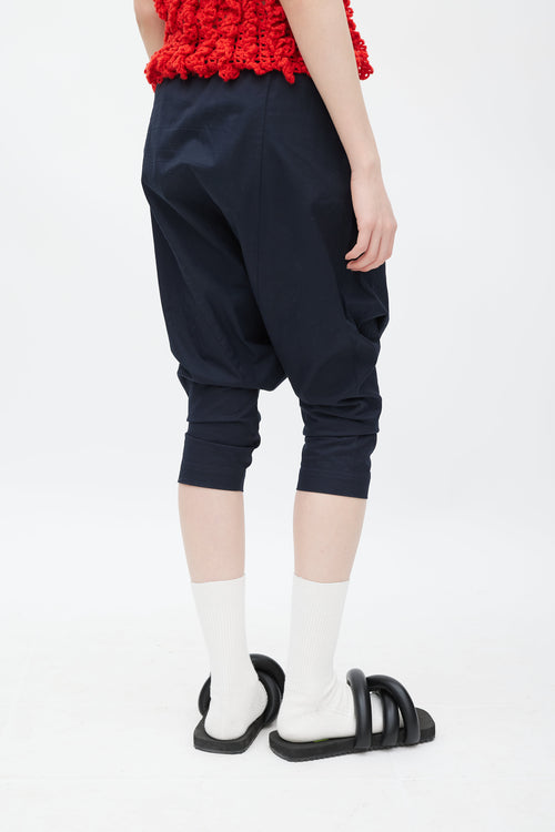 Comme des Garçons Navy Drop Seat Cropped Trouser