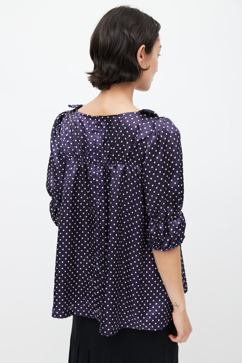 Comme des Garçons Navy 
White Polka Dot Top