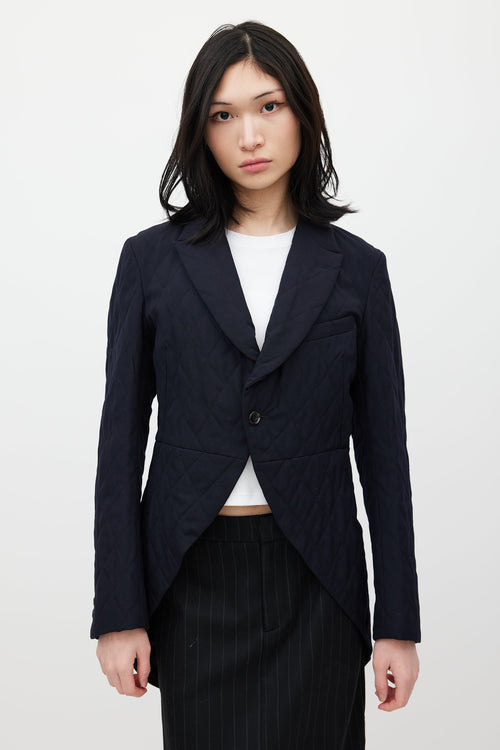 Comme des Garçons Navy Wool Quilted Blazer