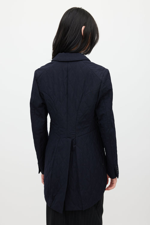 Comme des Garçons Navy Wool Quilted Blazer