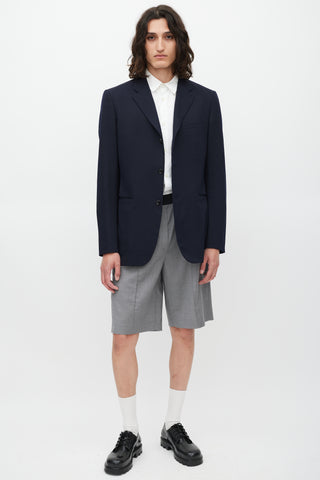 Comme des Garçons Navy Wool Three Button Blazer