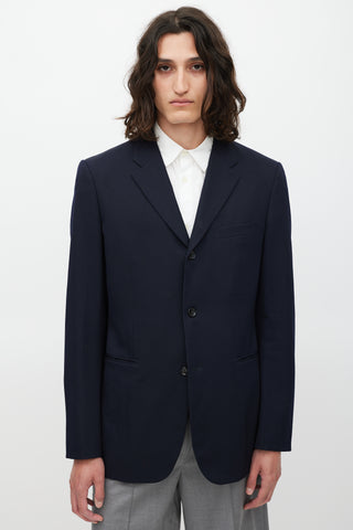 Comme des Garçons Navy Wool Three Button Blazer