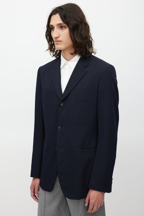 Comme des Garçons Navy Wool Three Button Blazer