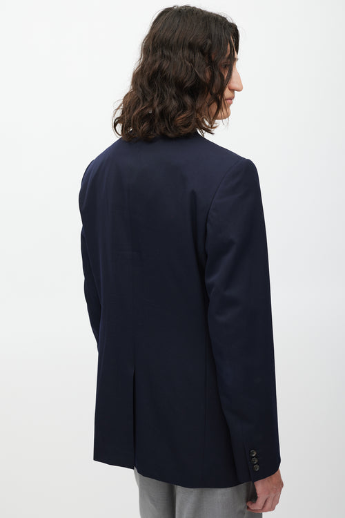 Comme des Garçons Navy Wool Three Button Blazer