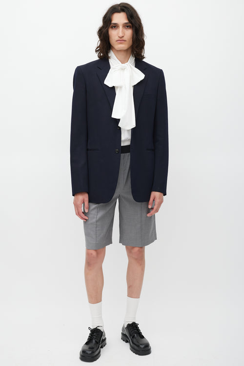 Comme des Garçons Navy Wool Two Button Blazer