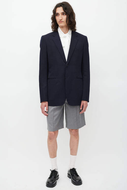 Comme des Garçons Navy Wool Two Button Blazer