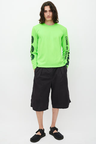 Comme des Garçons Neon Green 
Black Logo Top