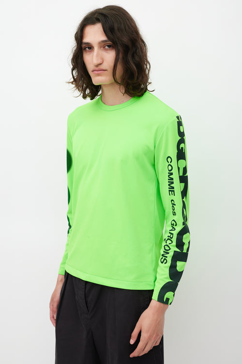 Comme des Garçons Neon Green 
Black Logo Top