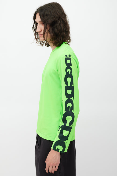 Comme des Garçons Neon Green 
Black Logo Top