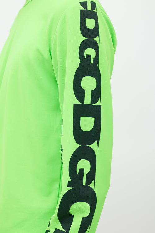 Comme des Garçons Neon Green 
Black Logo Top