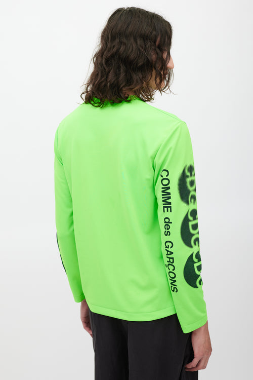 Comme des Garçons Neon Green 
Black Logo Top