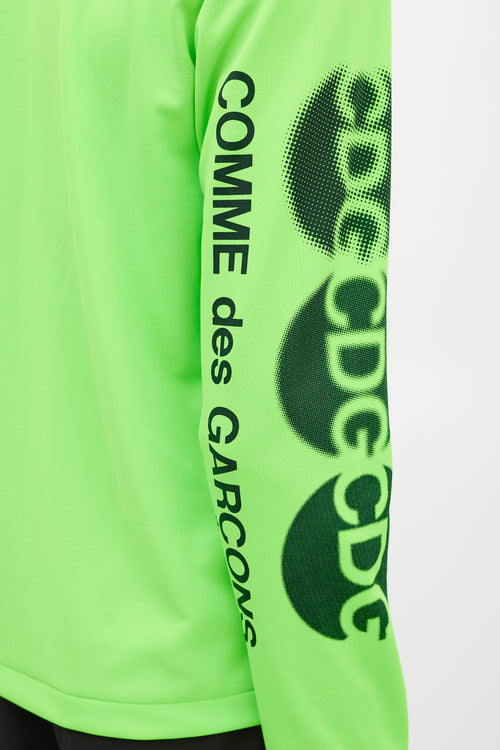 Comme des Garçons Neon Green 
Black Logo Top