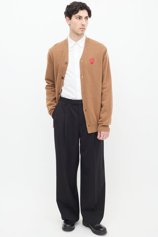 Comme des Garçons PLAY Brown Wool Double Heart Cardigan