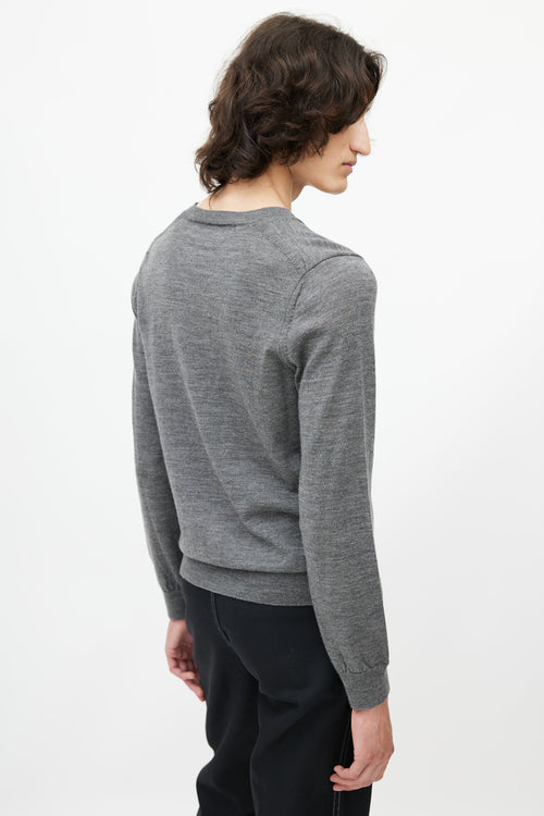 Comme des Garçons PLAY Grey Knit Logo Sweater