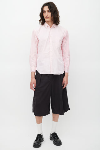 Comme des Garçons Pink 
White Striped Shirt