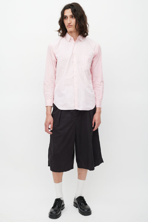 Comme des Garçons Pink 
White Striped Shirt