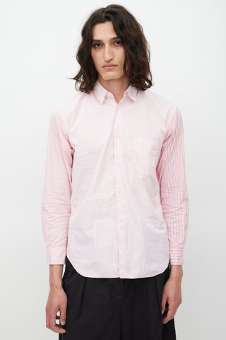 Comme des Garçons Pink 
White Striped Shirt