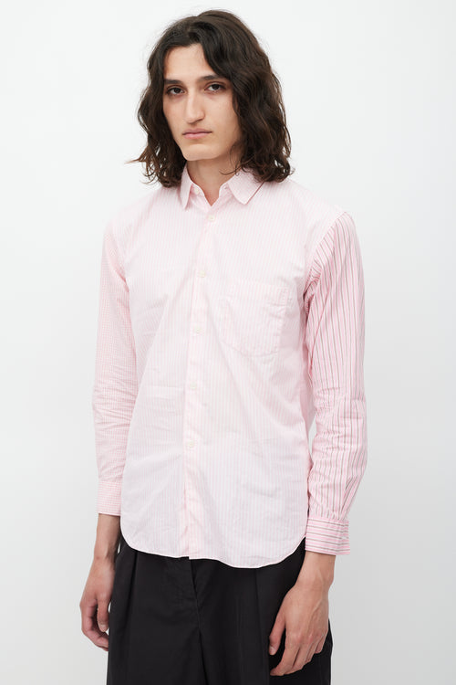 Comme des Garçons Pink 
White Striped Shirt