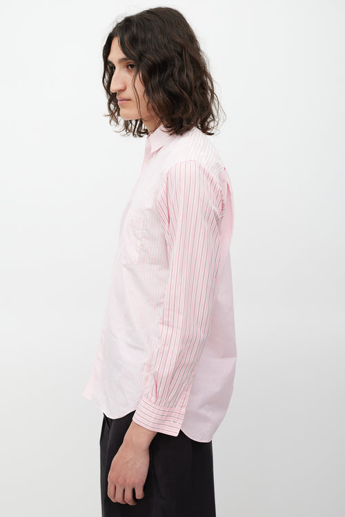 Comme des Garçons Pink 
White Striped Shirt