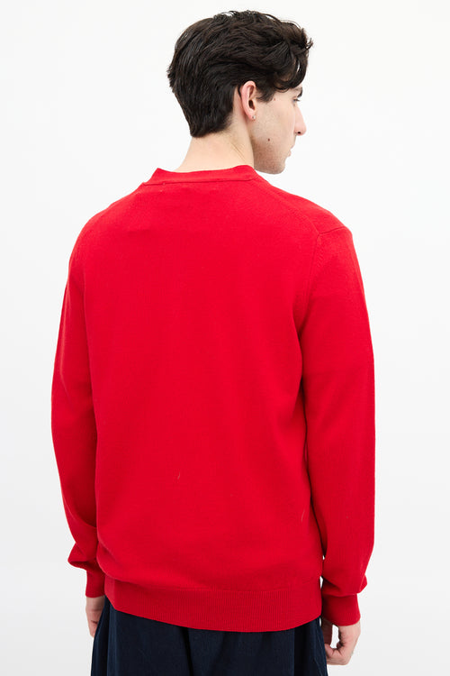 Comme des Garçons Play Red Wool Heart Cardigan