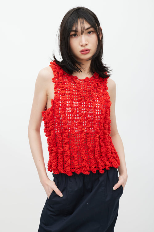 Comme des Garçons Red Crocheted Vest