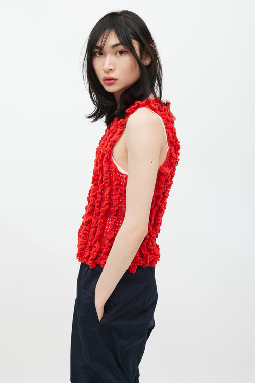 Comme des Garçons Red Crocheted Vest