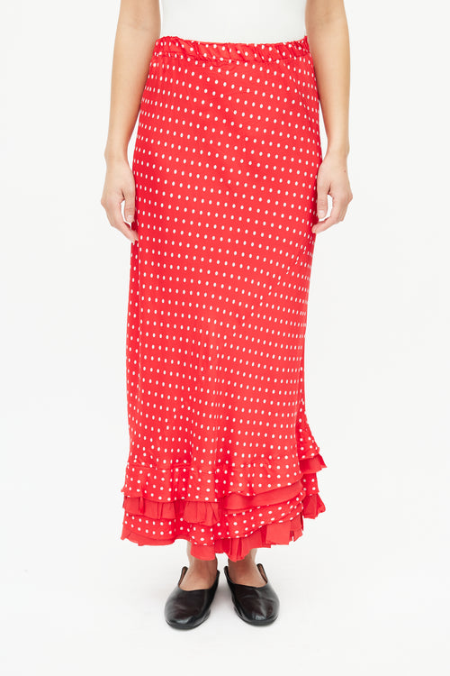 Comme des Garçons Red 
White Polkadot Skirt